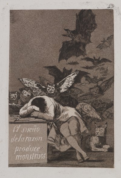De slaap van de rede brengt monsters voort (El sueño de la razón produce monstruos) door Francisco de Goya