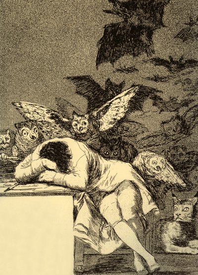 De slaap van de rede brengt monsters voort (Capricho 43) door Francisco Jose de Goya y Lucientes