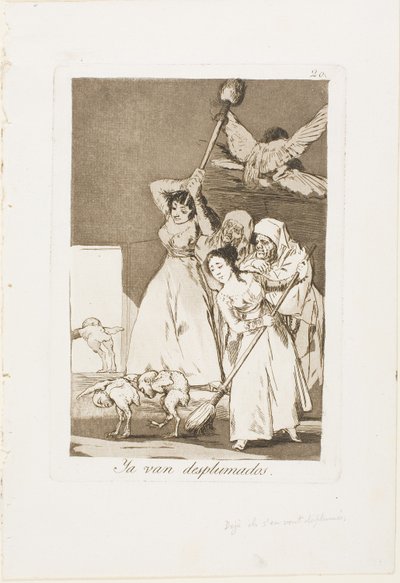 Daar gaan ze geplukt (d.w.z. geplukt), plaat 20 uit Los Caprichos door Francisco Jose de Goya y Lucientes
