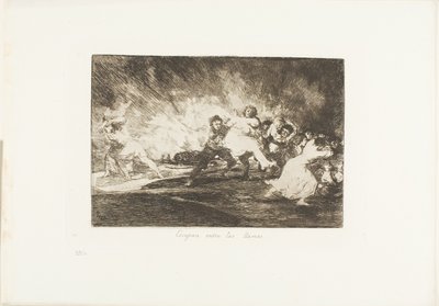 Ze ontsnappen door de vlammen, plaat 41 uit De rampen van de oorlog door Francisco Jose de Goya y Lucientes