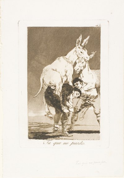Gij die niet kunt, plaat 42 uit Los Caprichos door Francisco Jose de Goya y Lucientes