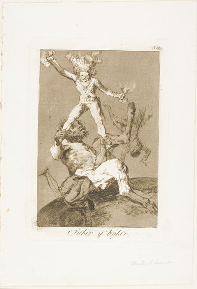 Stijgen en vallen, plaat 56 uit Los Caprichos door Francisco Jose de Goya y Lucientes