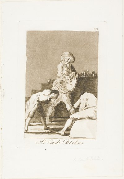 Aan de Paltsgraaf of Graaf van het Gehemelte, plaat 33 uit Los Caprichos door Francisco Jose de Goya y Lucientes