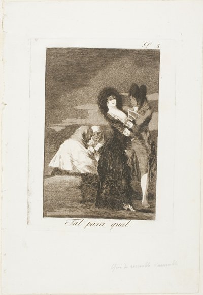 Twee van een soort, plaat vijf uit Los Caprichos door Francisco Jose de Goya y Lucientes