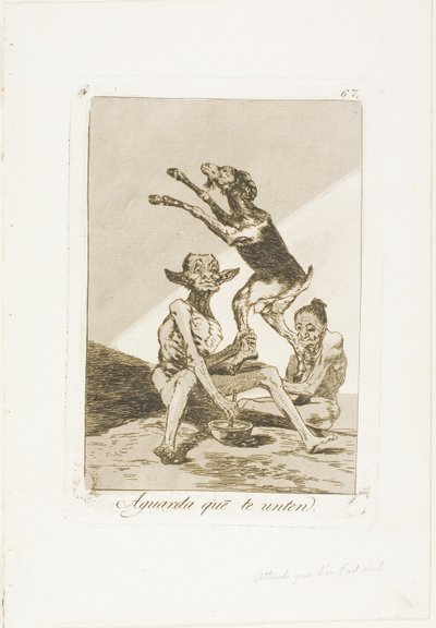 Wacht tot je gezalfd bent, plaat 67 van Los Caprichos door Francisco Jose de Goya y Lucientes
