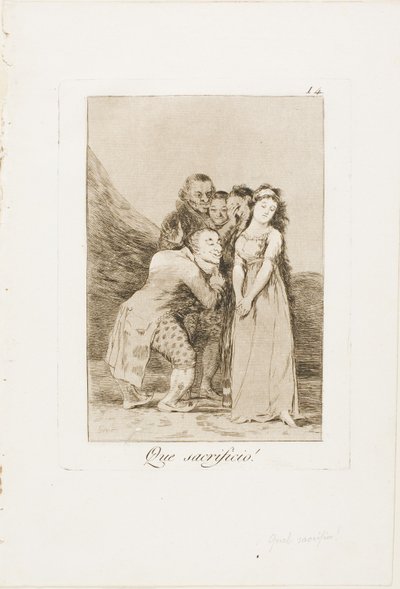 Wat een offer!, plaat 14 uit Los Caprichos door Francisco Jose de Goya y Lucientes