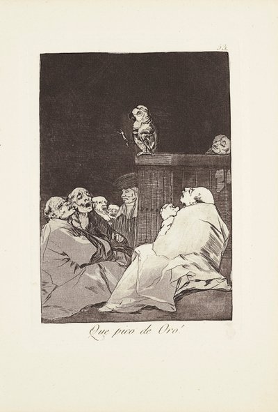 Wat een gouden snavel! (Que pico de oro) Plaat 53 uit: Los Caprichos door Francisco Jose de Goya y Lucientes