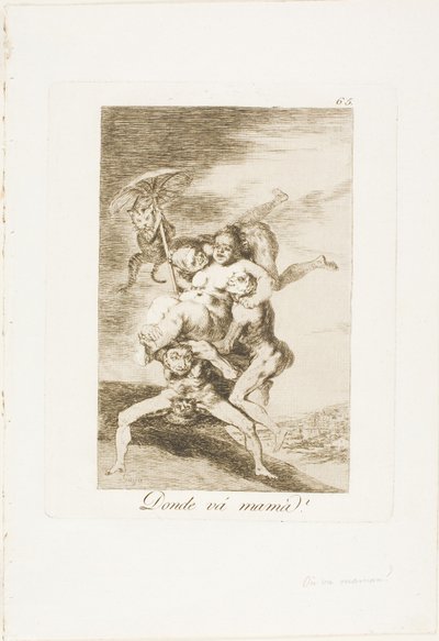 Waar Gaat Moeder Heen?, plaat 65 uit Los Caprichos door Francisco Jose de Goya y Lucientes