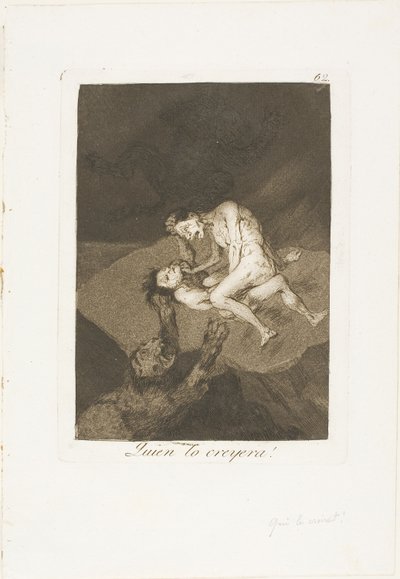 Wie Had Dat Gedacht!, plaat 62 uit Los Caprichos door Francisco Jose de Goya y Lucientes