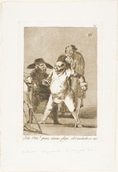 Begrijp je? ... nou, zoals ik zeg... eh! Kijk uit! anders..., plaat 76 uit Los Caprichos door Francisco Jose de Goya y Lucientes