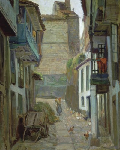 Calle de Santa Maria – Betanzos – Olieverf op doek – 59x46 cm door Francisco Llorens Diaz