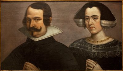 Portret van een jong stel dat bidt door Francisco Pacheco