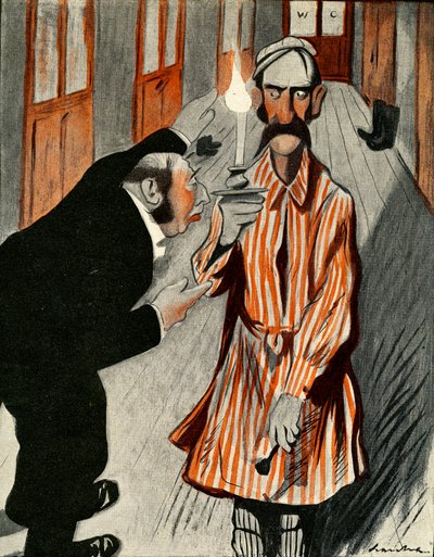 Een chagrijnige Engelsman wordt geholpen door een personeelslid in een Frans hotel, 1903 door Francisco Sancha y Lengo