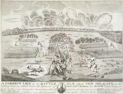 Een correct beeld van de slag bij de stad New Orleans door Francisco Scacki