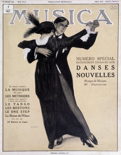 Numero special dances nouvelles (paar dat de tango danst) - Illustratie door Francisco Javier Gose (1876-1915) in 
