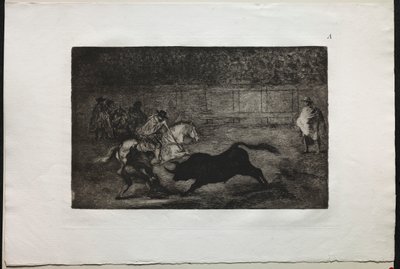 Stierengevechten: Een Spaanse Ruiter Breekt Korte Speren met de Hulp van Assistenten door Francisco de Goya