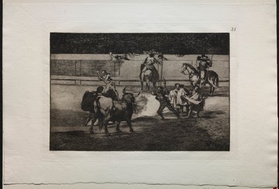Stierengevechten: Banderillas met Vuurwerk door Francisco de Goya