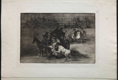 Stierengevechten: Gevecht in een Koets Getrokken door Twee Muilezels, 1876 door Francisco de Goya