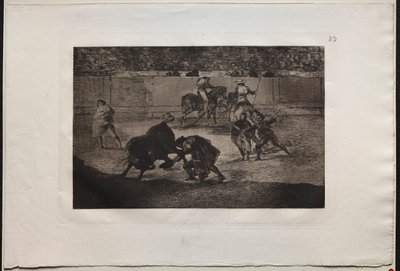 Stierengevechten: Pepe Illo maakt de pas van de Recorte. 1876 door Francisco de Goya