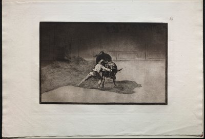 Stierengevechten: De Beroemde Martincho Plaatst de Banderillas en Speelt met de Stier door de Beweging van zijn Lichaam door Francisco de Goya