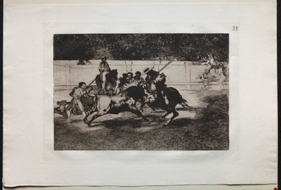 Stierengevechten: De Krachtige Rendon Steekt een Stier met de Piek, Waarbij Hij in de Ring in Madrid Overleed door Francisco de Goya