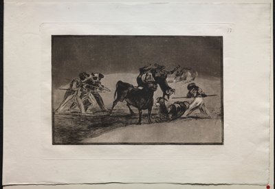 Stierengevechten: De Moren gebruiken ezels als barrière om zichzelf te verdedigen tegen de stier..., 1876 door Francisco de Goya
