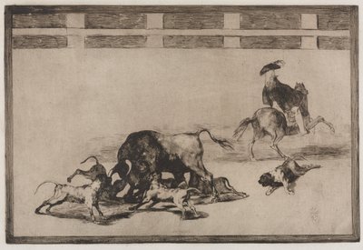 Stierengevechten: Ze Laten Honden Los op de Stier door Francisco de Goya