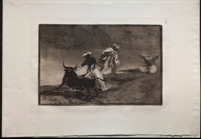 Stierengevechten: Ze spelen een andere met de cape in een omheining, 1876 door Francisco de Goya