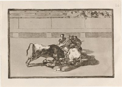 Een Picador valt van zijn Paard onder de Stier door Francisco de Goya