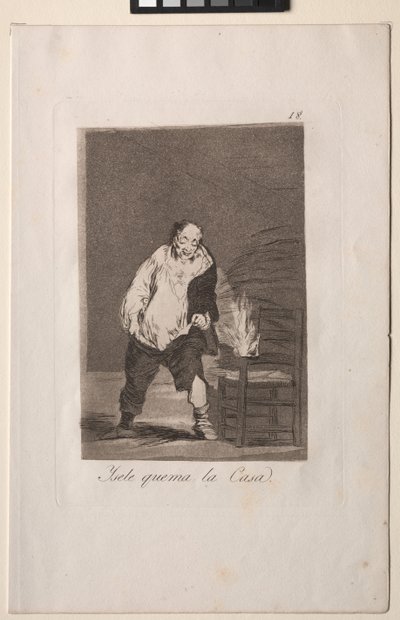 Caprichos: En zijn huis staat in brand door Francisco de Goya