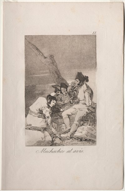 Caprichos: Jongens die zich Klaarmaken door Francisco de Goya