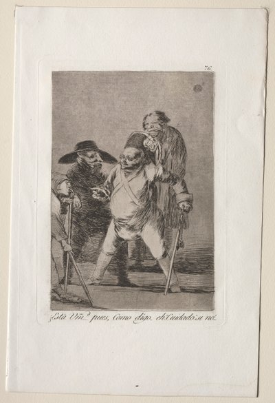 Caprichos: Je begrijpt...Nou, zoals ik zeg...eh! Kijk uit! Anders... door Francisco de Goya