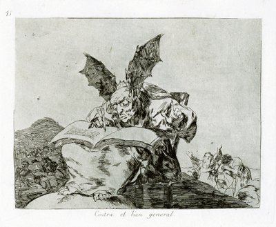 Contra el bien general Tegen het algemeen belang. Plaat 71 uit De rampen van de oorlog Los Desastros de la Guerra, 1810-1820 door Francisco de Goya