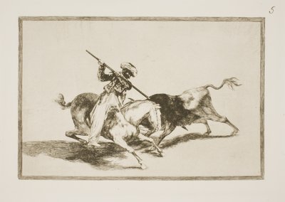 De geïnspireerde Maurer Gazul is de eerste die stieren spietst volgens de regels door Francisco de Goya