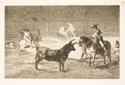 De gevierde picador, Fernando del Toro, provoceert de woeste stier met zijn lans door Francisco de Goya