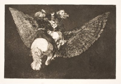 Den flyvende dårskab (Geef de vriend op die je onder zijn vleugels verbergt en je met zijn snavel bijt) door Francisco de Goya