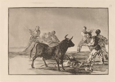 Desjarrete de la canalla con lanzas, medias-lunas, banderillas y otras armas door Francisco de Goya