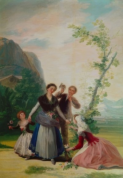 De bloemenmeisjes of lente door Francisco de Goya