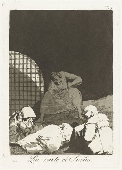 Door slaap overvallen door Francisco de Goya