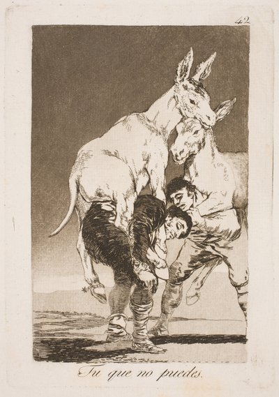 Jij die niet kunt, moet mij op je rug dragen door Francisco de Goya