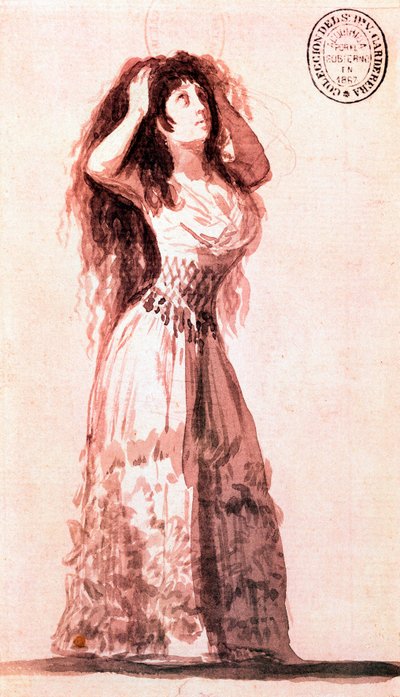 Hertogin Alba die haar haar in orde brengt. Tekening door Francisco de Goya y Lucientes (1796) door Francisco de Goya
