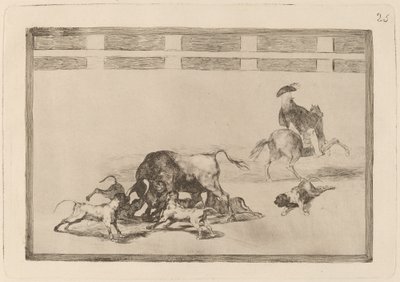 Echan perros al toro door Francisco de Goya