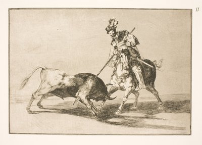 El Cid Campeador doorboort een andere stier door Francisco de Goya