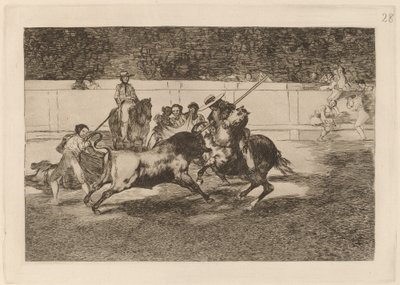 El esforzado Rendon picando un toro, de cuya suerte murio en plaza de Madrid door Francisco de Goya