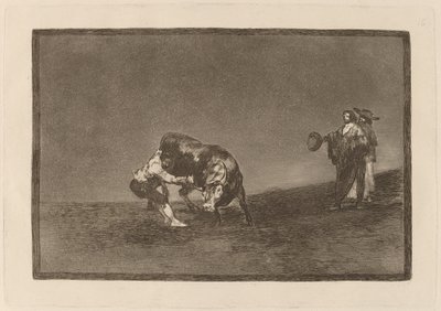 El mismo vuelca un toro en la plaza de Madrid door Francisco de Goya