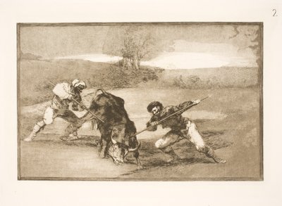 Een andere manier van jagen te voet door Francisco de Goya