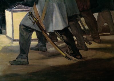 Executie van de Verdedigers van Madrid, 3 mei 1808, detail van de voeten van soldaten, 1814 (detail) door Francisco de Goya