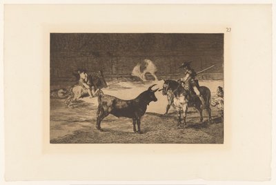 Fernando del Toro daagt een stier uit door Francisco de Goya