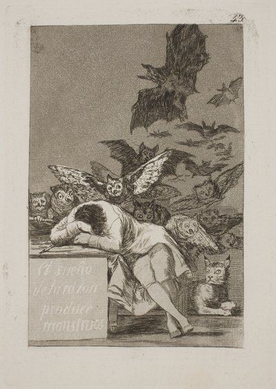 De slaap van de rede brengt monsters voort door Francisco de Goya
