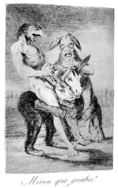 Kijk hoe plechtig ze zijn!, 1799 door Francisco de Goya